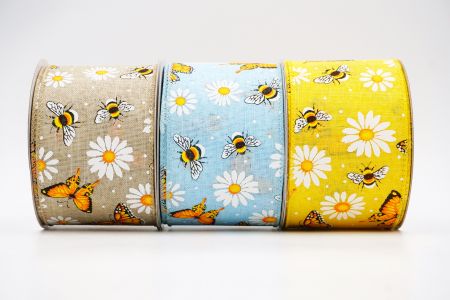 Ruban de collection Printemps Fleur avec abeilles_KF7566